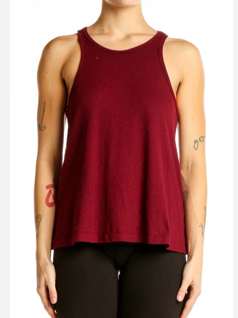 NWOT Free People Lightweight Flowy Ribbed Racerback Burgundy Long Beach Tank XS